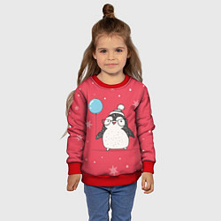 Свитшот детский Влюбленная пингвинка, цвет: 3D-красный — фото 2