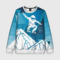 Свитшот детский Горы и сноубордист, цвет: 3D-белый