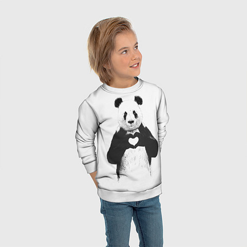 Детский свитшот Panda Love / 3D-Белый – фото 3