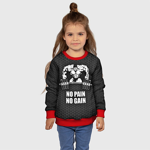 Детский свитшот No pain, no gain / 3D-Красный – фото 4