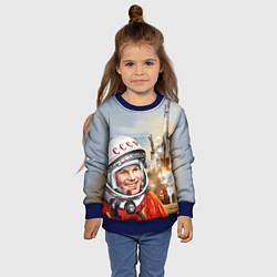 Свитшот детский Гагарин взлетает, цвет: 3D-синий — фото 2