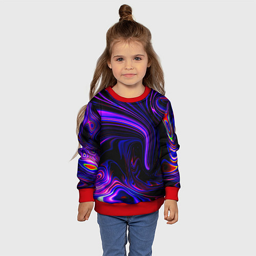 Детский свитшот Цветные разводы / 3D-Красный – фото 4