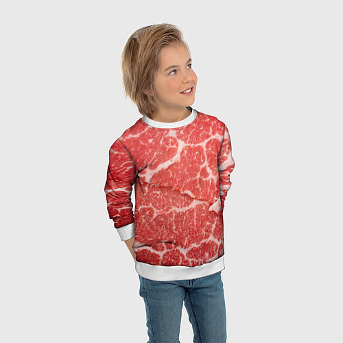 Детский свитшот Кусок мяса / 3D-Белый – фото 3