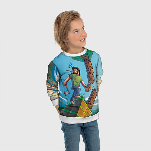 Детский свитшот Minecraft Woodcutter / 3D-Белый – фото 3