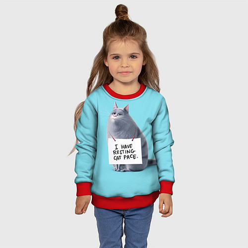 Детский свитшот I have resing cat face / 3D-Красный – фото 4