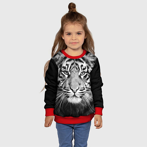 Детский свитшот Красавец тигр / 3D-Красный – фото 4