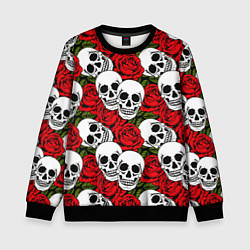 Свитшот детский Черепа в розах, цвет: 3D-черный