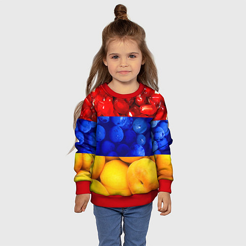 Детский свитшот Флаг Армении / 3D-Красный – фото 4