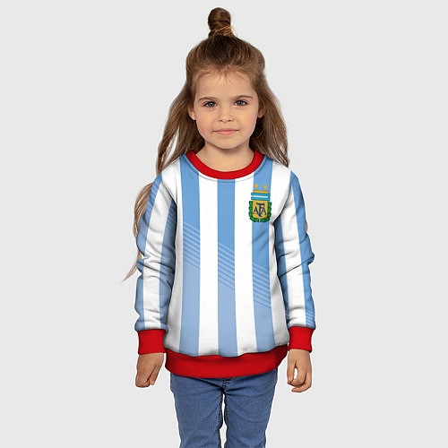 Детский свитшот Сборная Аргентины: ЧМ-2018 / 3D-Красный – фото 4