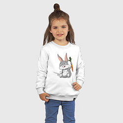 Свитшот хлопковый детский Зайка с морковью, цвет: белый — фото 2