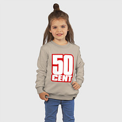 Свитшот хлопковый детский 50 cent, цвет: миндальный — фото 2