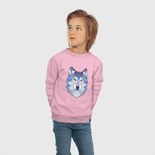 Детский свитшот Полигональный волк / Светло-розовый – фото 4