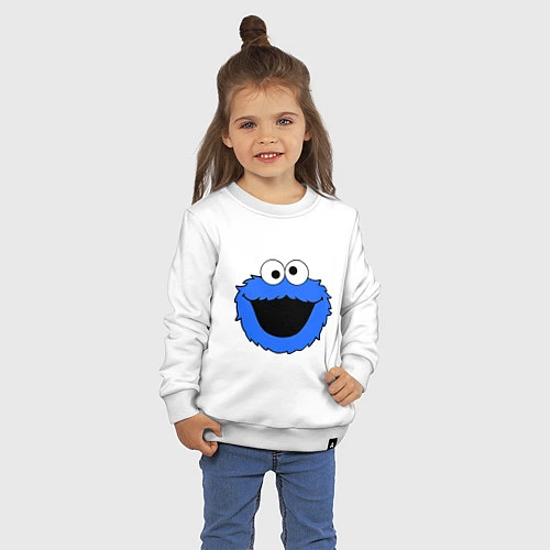 Детский свитшот Cookie Monster Face / Белый – фото 3