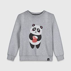 Свитшот хлопковый детский Панда с сердечком, цвет: меланж