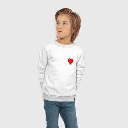 Свитшот хлопковый детский Пиксельное сердце, цвет: белый — фото 2