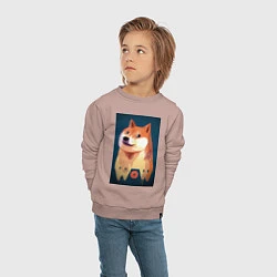 Свитшот хлопковый детский Wow Doge, цвет: пыльно-розовый — фото 2
