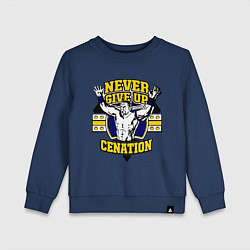 Свитшот хлопковый детский Never Give Up: Cenation, цвет: тёмно-синий