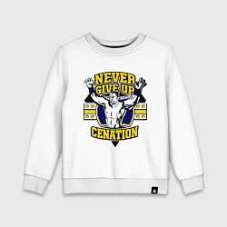 Свитшот хлопковый детский Never Give Up: Cenation, цвет: белый