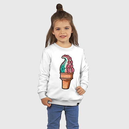 Детский свитшот Мороженое-осьминог / Белый – фото 3