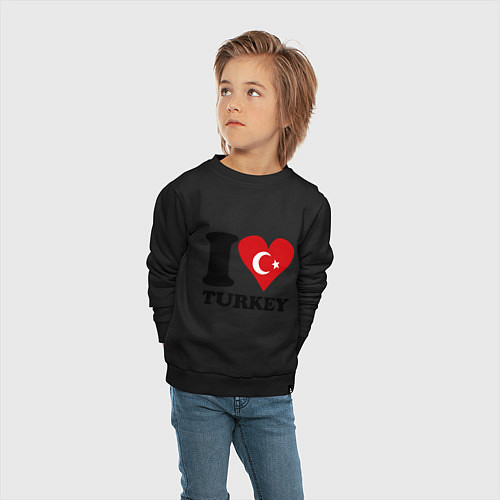Детский свитшот I love turkey / Черный – фото 4