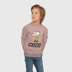 Свитшот хлопковый детский Moby, цвет: пыльно-розовый — фото 2