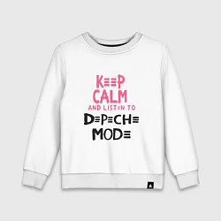 Свитшот хлопковый детский Keep Calm & Listen Depeche Mode, цвет: белый