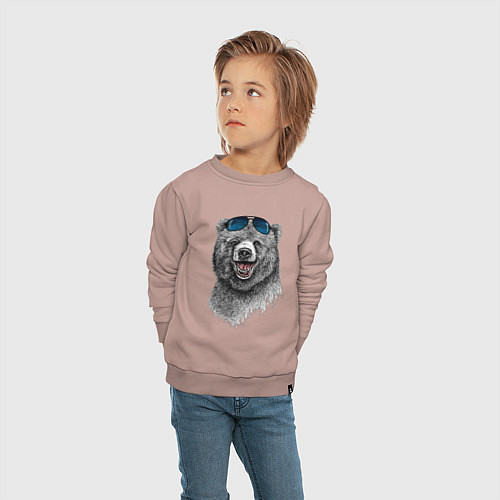 Детский свитшот Медведь в очках / Пыльно-розовый – фото 4