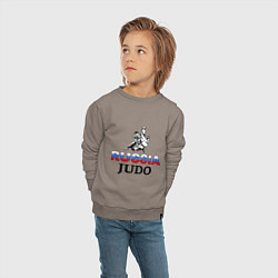 Свитшот хлопковый детский Russia judo, цвет: утренний латте — фото 2