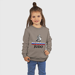 Свитшот хлопковый детский Russia judo, цвет: утренний латте — фото 2