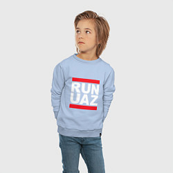 Свитшот хлопковый детский Run UAZ, цвет: мягкое небо — фото 2