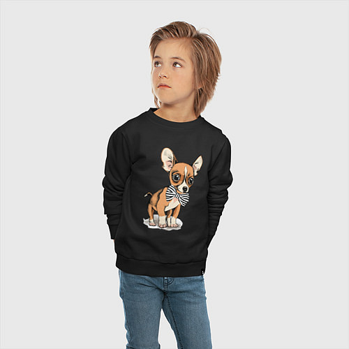 Детский свитшот Чихуахуа с бабочкой / Черный – фото 4