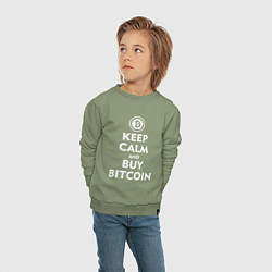 Свитшот хлопковый детский Keep Calm & Buy Bitcoin, цвет: авокадо — фото 2