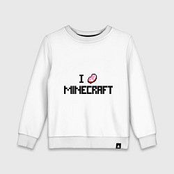 Свитшот хлопковый детский I love minecraft, цвет: белый