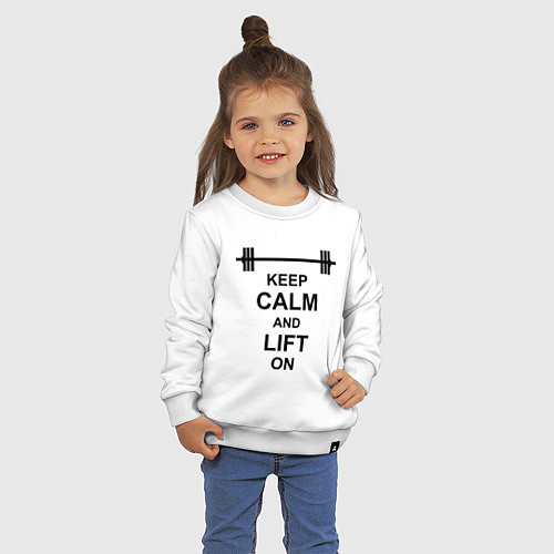 Детский свитшот Keep Calm & Lift On / Белый – фото 3