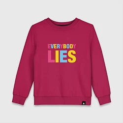 Свитшот хлопковый детский Everybody Lies, цвет: маджента