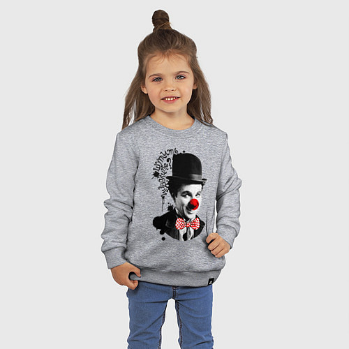 Детский свитшот Чарли Чаплин клоун / Меланж – фото 3