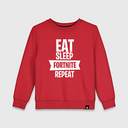 Свитшот хлопковый детский Eat Sleep Fortnite Repeat, цвет: красный