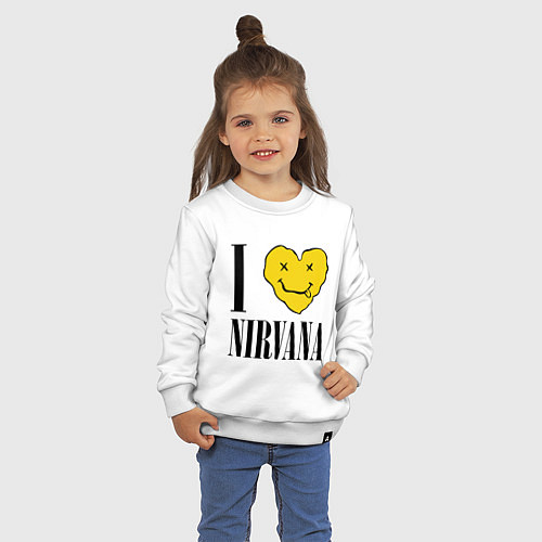 Детский свитшот I love Nirvana / Белый – фото 3