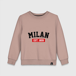 Свитшот хлопковый детский FC Milan Est. 1899, цвет: пыльно-розовый