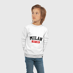 Свитшот хлопковый детский FC Milan Est. 1899, цвет: белый — фото 2