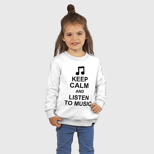 Детский свитшот Keep Calm & Listen To Music / Белый – фото 3