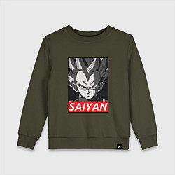 Свитшот хлопковый детский SAIYAN OBEY, цвет: хаки