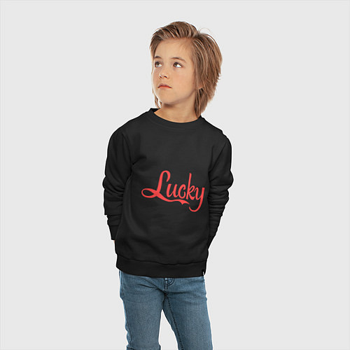 Детский свитшот Lucky logo / Черный – фото 4