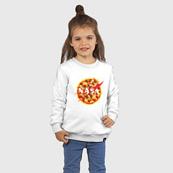 Свитшот хлопковый детский NASA: Pizza, цвет: белый — фото 2