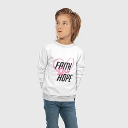 Свитшот хлопковый детский Faith Love Hope, цвет: белый — фото 2