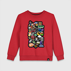 Свитшот хлопковый детский Стикеры 8бит, цвет: красный