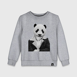 Свитшот хлопковый детский Панда в свитере, цвет: меланж