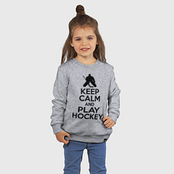 Свитшот хлопковый детский Keep Calm & Play Hockey, цвет: меланж — фото 2