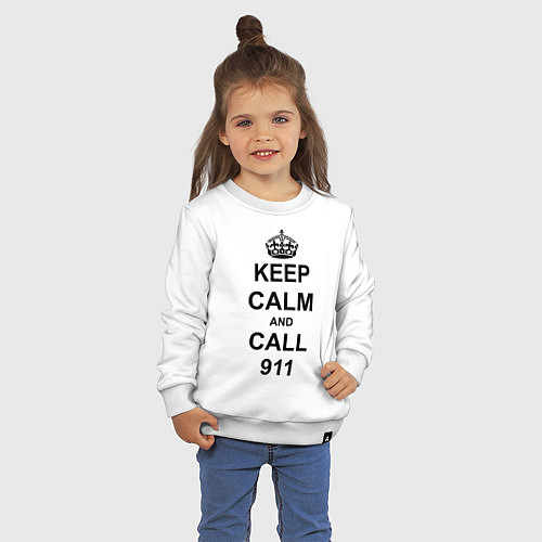Детский свитшот Keep Calm & Call 911 / Белый – фото 3
