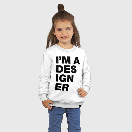 Детский свитшот I am a designer / Белый – фото 3
